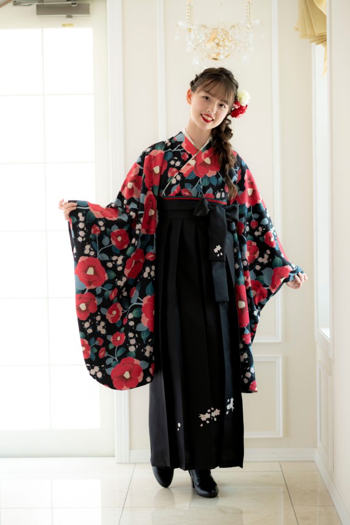 白木/黒塗り 袴とブーツと髪飾りのセット 女の子 150 小学生 卒業式 袴 ...